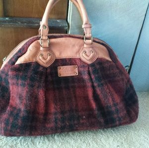 LL BEAN WOOL AND LEATHER LARGE TOTE PURSE